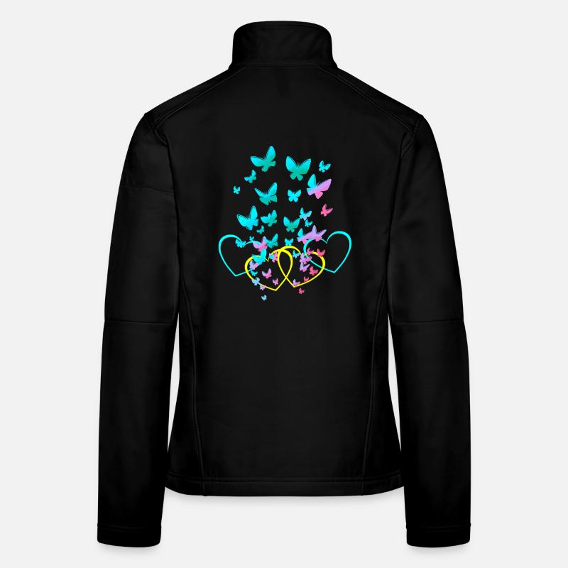 Retro Heart Hearts Butterflies Spring Valentine Women's Softshell Jacket