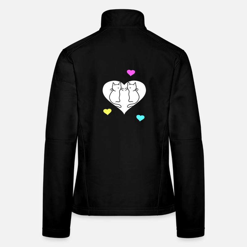 Chats Rétro Chat Saint-Valentin Coeur Coeurs Vintage Veste en tissu softshell Femme