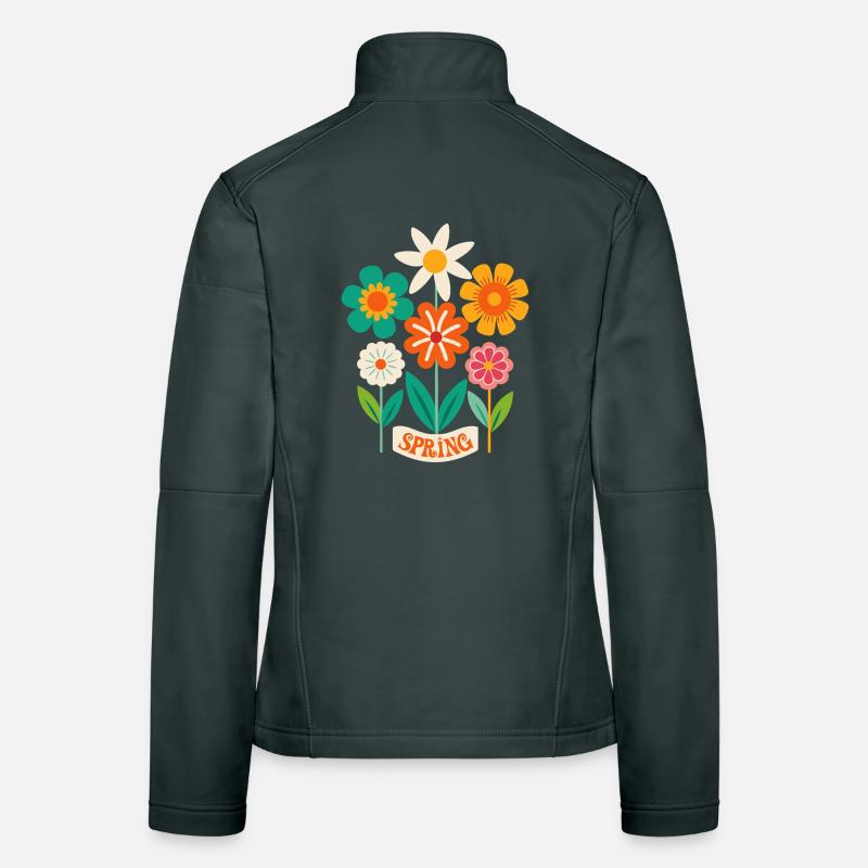 Printemps Fleurs Fleurs Veste en tissu softshell Femme