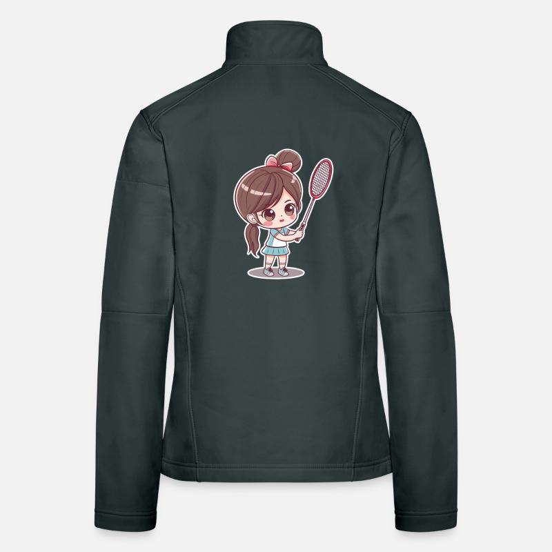 Badminton player comic Women's Softshell Jacket