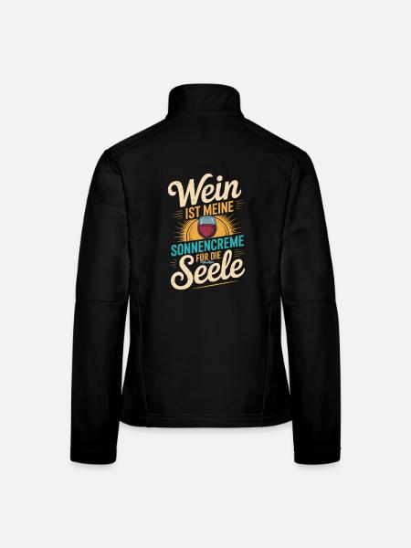 Wein als Sonnencreme der Seele - Frauen Softshelljacke - Schwarz - Hinten