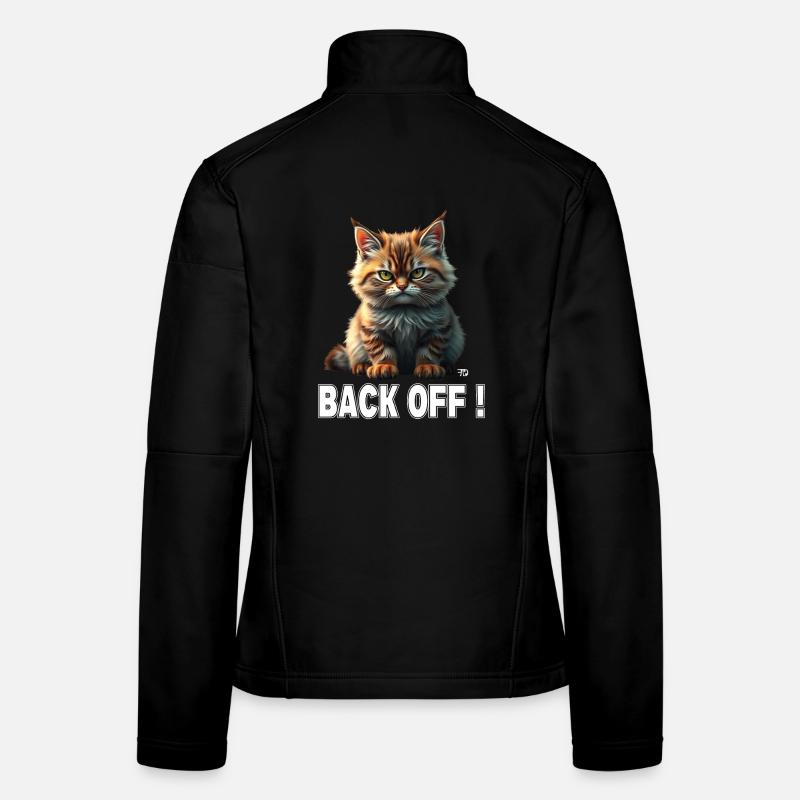 Un chat rouge mignon et maléfique dit de s’en aller ! Reculer! Veste en tissu softshell Femme