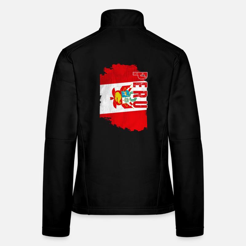 Drapeau péruvien vertical, fierté péruvienne Veste en tissu softshell Femme