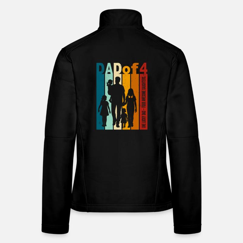 Dad & 4 Daughters Gift Design Father's Day Women's Softshell Jacket