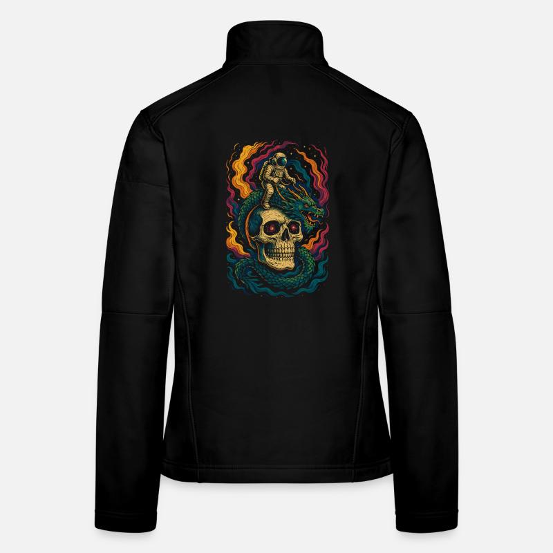 Astronaut Reitt Drachen Kosmische Schädel Kunst Frauen Softshelljacke