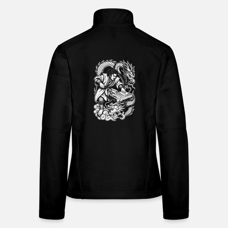 Samurai Shirt: Drachen tanzen durch Party Nacht Frauen Softshelljacke
