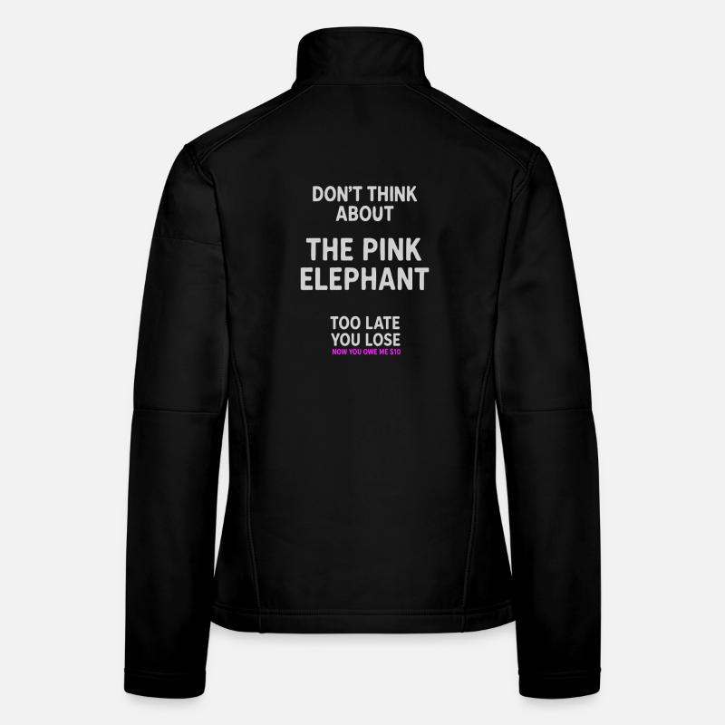 Citation drôle d’avertissement d’éléphant rose Veste en tissu softshell Femme