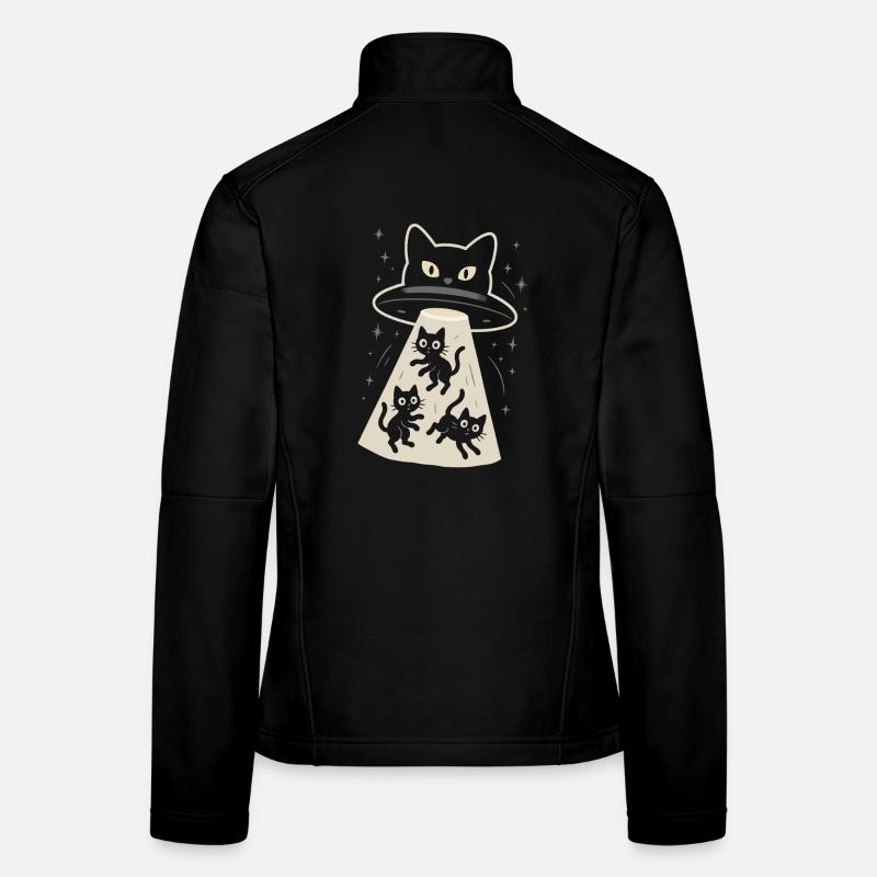 Chat, OVNI, Drôles de chatons et extraterrestres Veste en tissu softshell Femme
