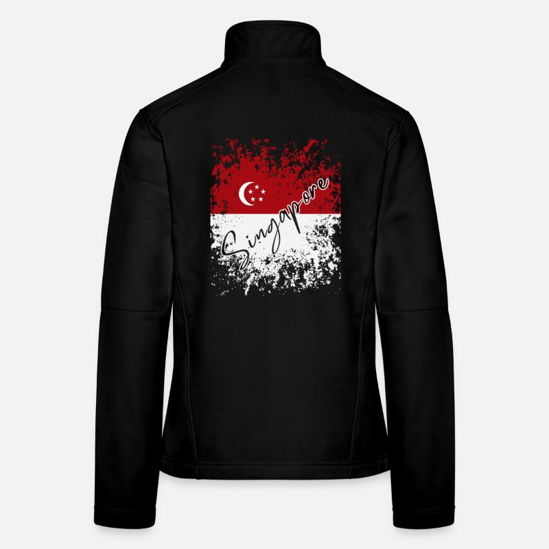 Grunge Drapeau de Singapour, j’aime Singapour Veste en tissu softshell Femme