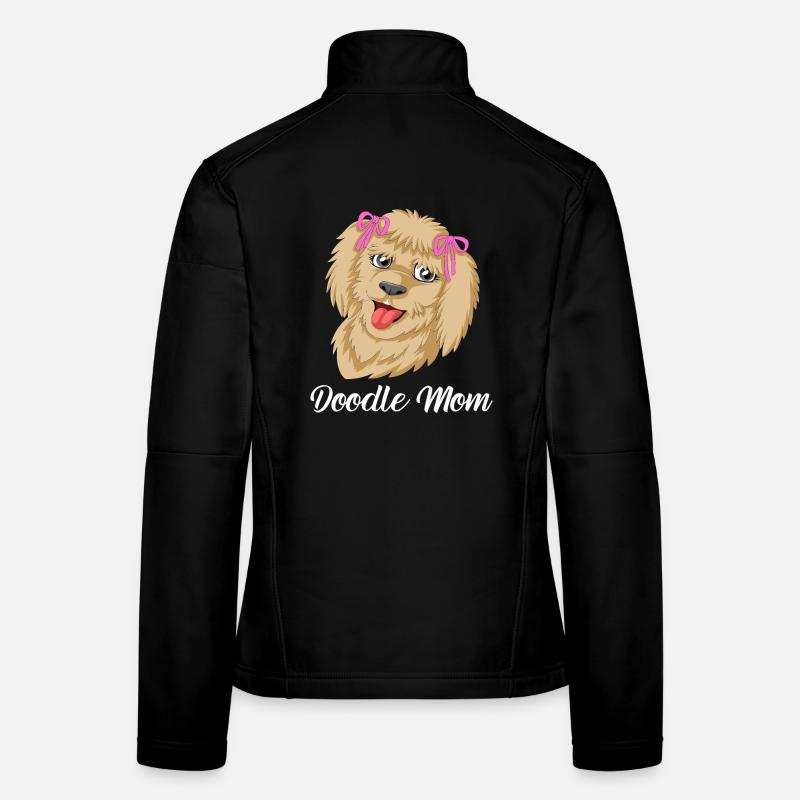 Cute Poodle Doodle with Bows Golden Doodle Mom Women's Softshell Jacket