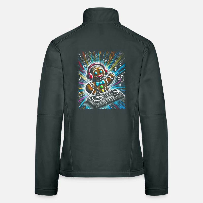 Funkster Gingerbread DJ Illustration Women's Softshell Jacket