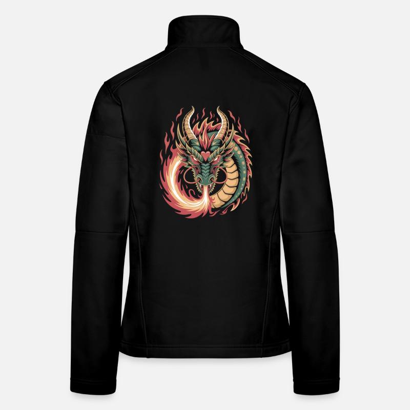 Fiery dragon with stylish lines Women's Softshell Jacket