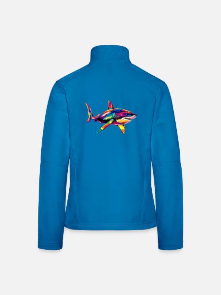 Hai Haifisch Tigerhai Taucher Süße Haie Weißer Hai - Frauen Softshelljacke - Schwarz - Hinten