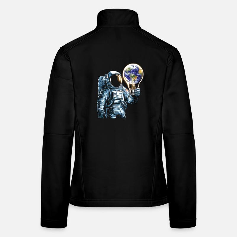 Space astronaut with globe lamp Women's Softshell Jacket