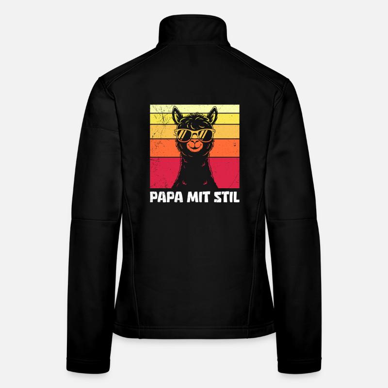 Vaterschaft PAPA MIT STIL Retro Lama Lustiges Frauen Softshelljacke