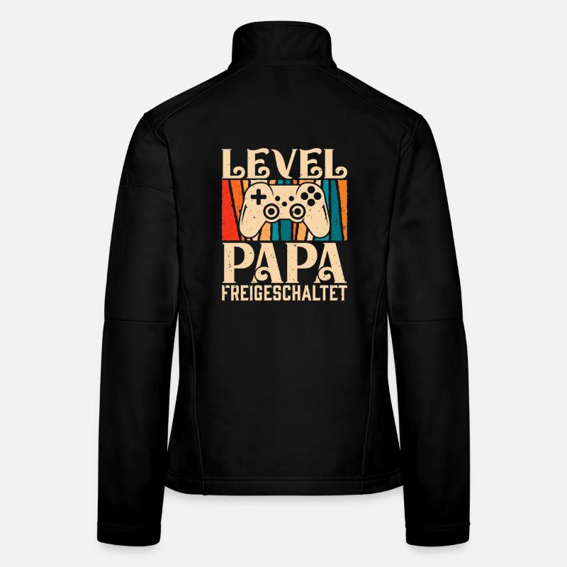 Zocker Papa LEVEL PAPA FREIGESCHALTET Retro Lustig Frauen Softshelljacke
