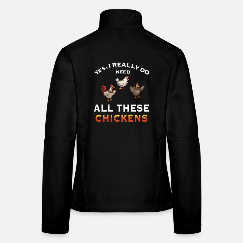 Humorvolle Hühnerillustration Aussage Frauen Softshelljacke