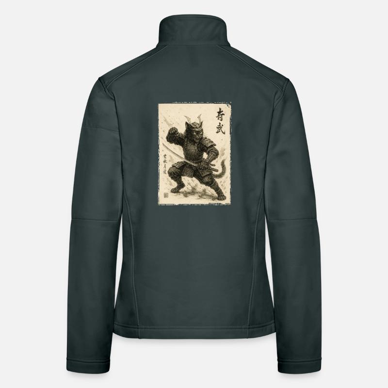 Samurai Cat, Japanese Warrior &amp; Fighter Women's Softshell Jacket