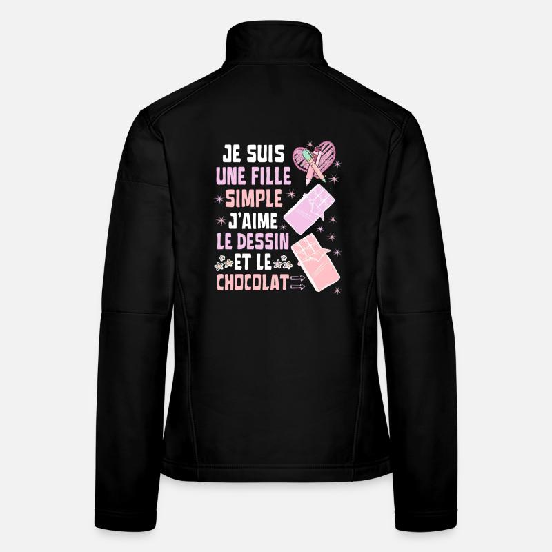 I Am A Simple Girl Drawing and Chocolate Women's Softshell Jacket