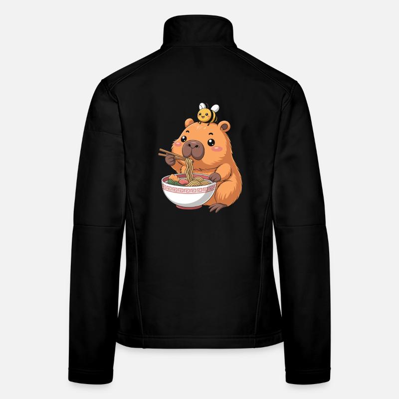 Capybara Ramen With Bee Kawaii Women's Softshell Jacket