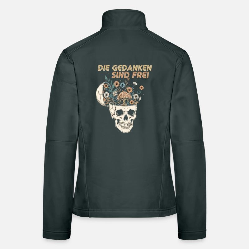 Blumen im Schädel mit Botschaft Frauen Softshelljacke