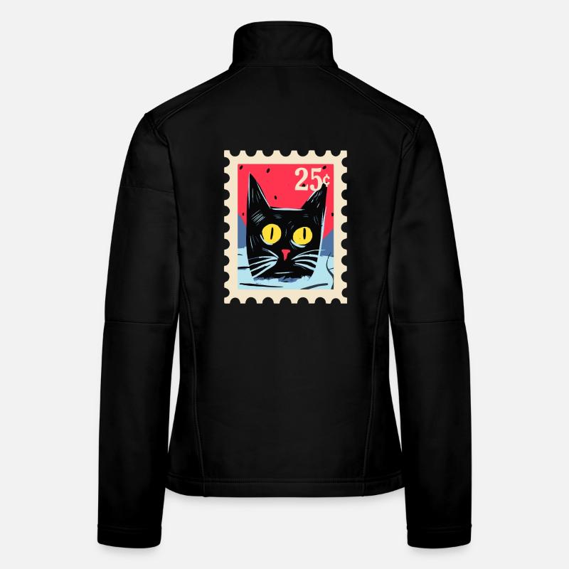 Kunstvoller Katze als Briefmarke Frauen Softshelljacke