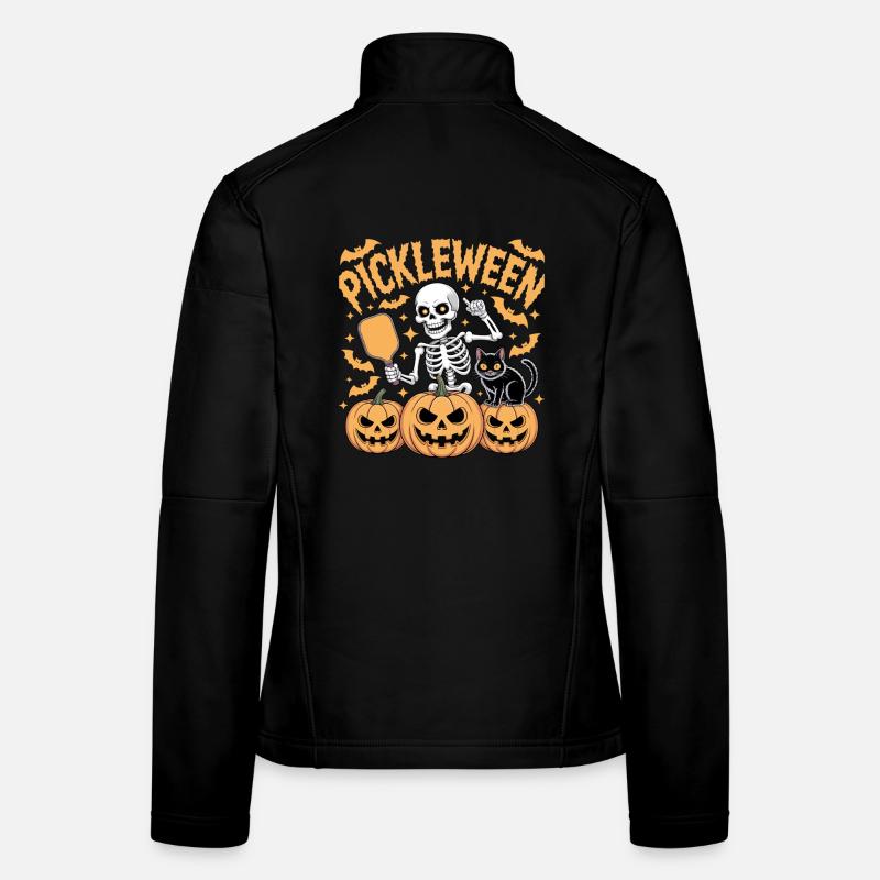 Pickleween Pickleball Player Pumpkin Halloween Women's Softshell Jacket