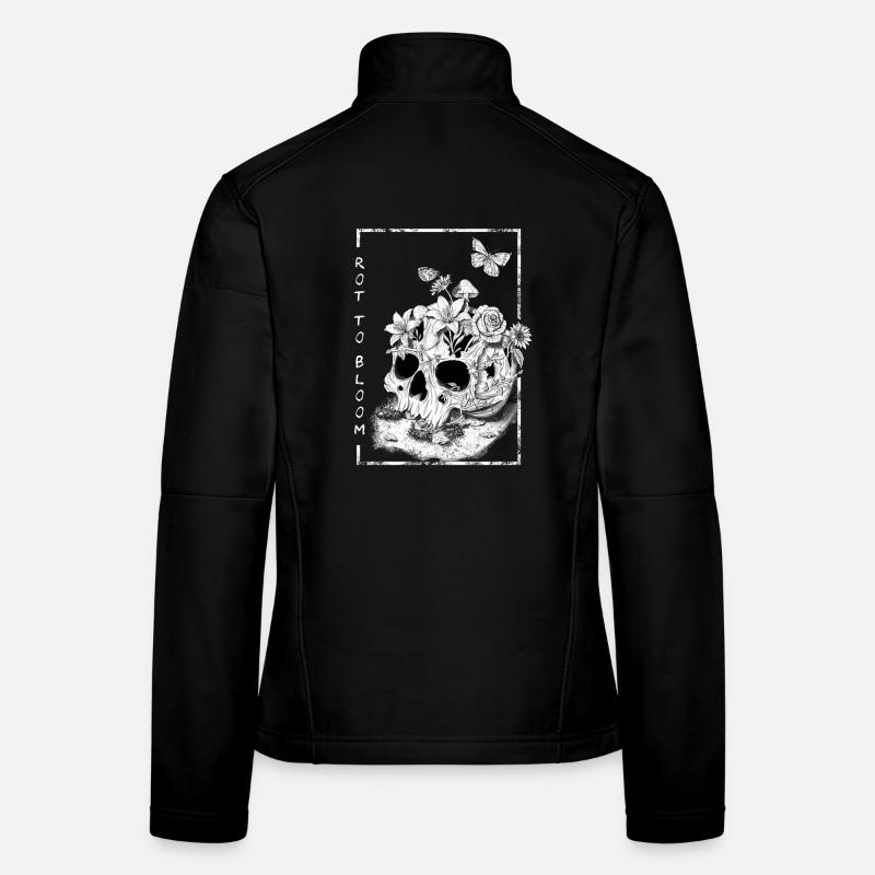 Blumen Schädel Tattoo Style Design, Rot to Bloom Frauen Softshelljacke