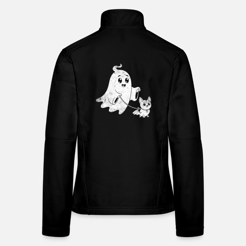 Geist mit Halloween Fledermaushund Frauen Softshelljacke