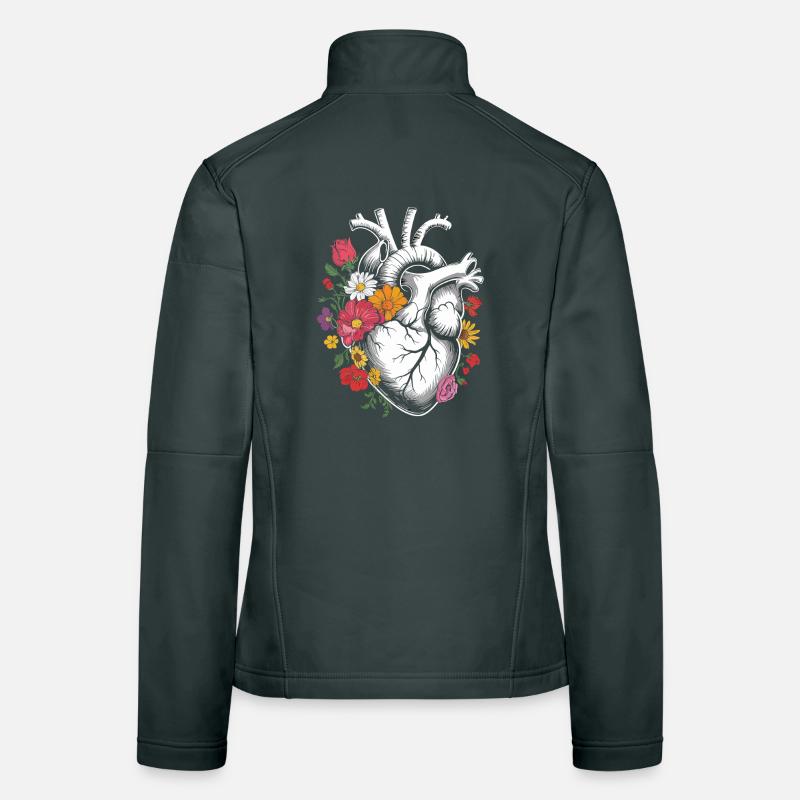 Blumenherz mit anatomischem Herzdesign Frauen Softshelljacke