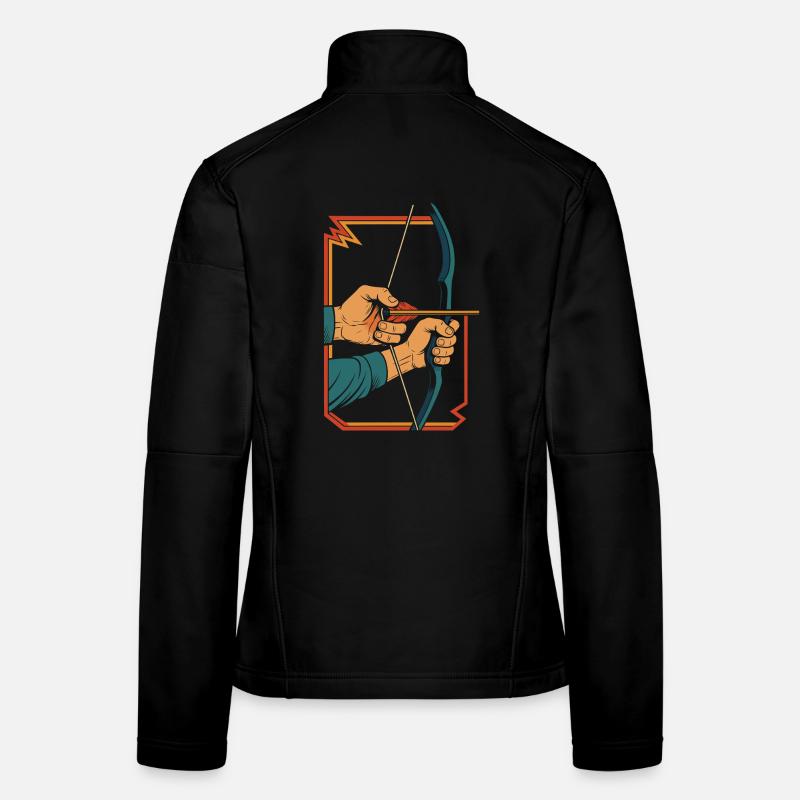 Bogenschießen Bogen Ziel Bogenschütze Hände Retro Frauen Softshelljacke