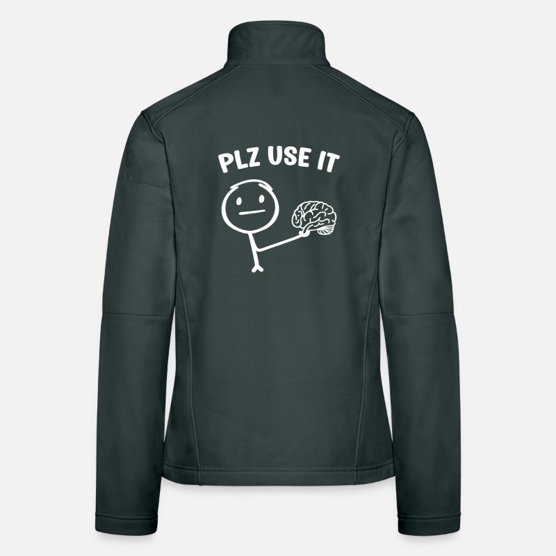 A funny stick figure with brain plz use it Women's Softshell Jacket