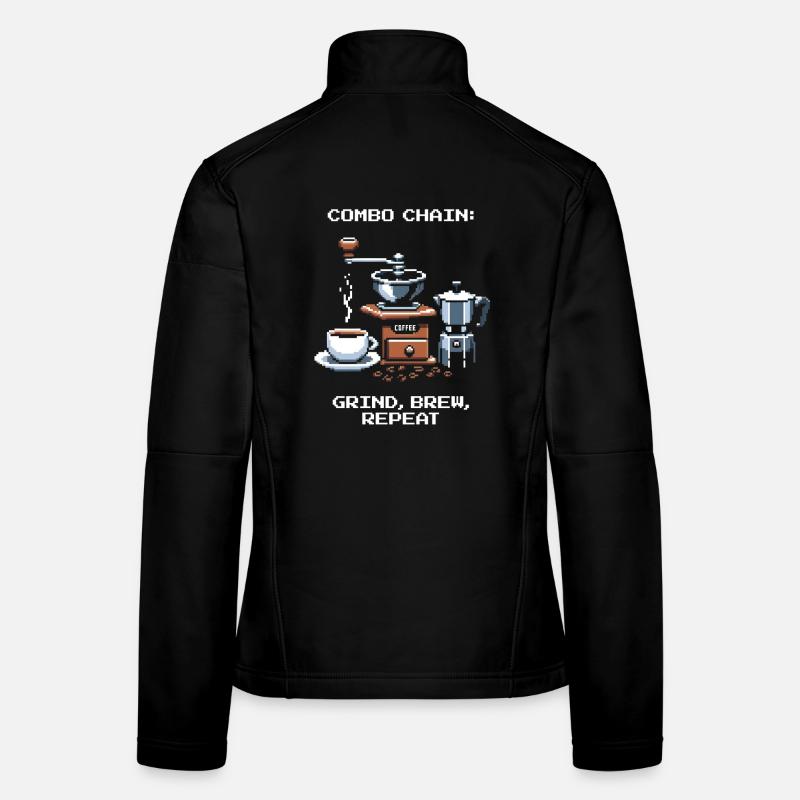 Combo-Kette: Mahlen, Brühen, Wiederholen | Kaffee Frauen Softshelljacke