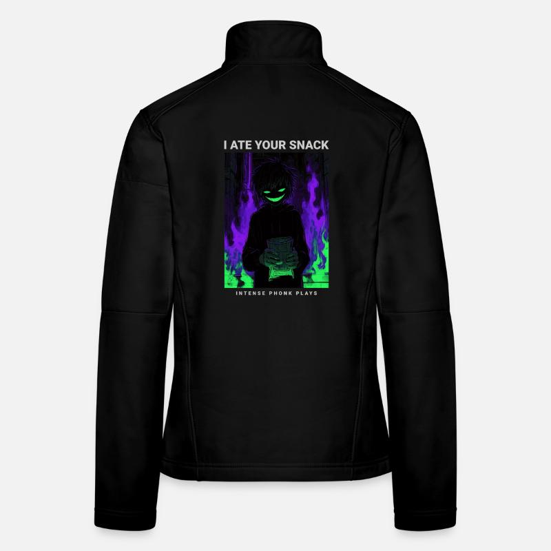 Vaporwave Phonk Anime Horror Snack Creepy Grin Frauen Softshelljacke
