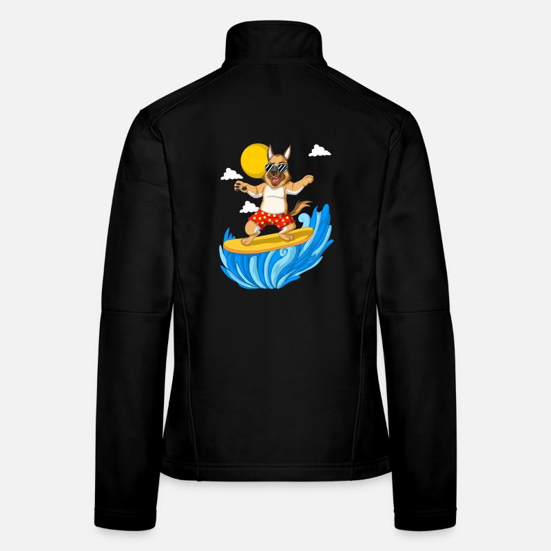 Surfender Deutscher Schäferhund Frauen Softshelljacke