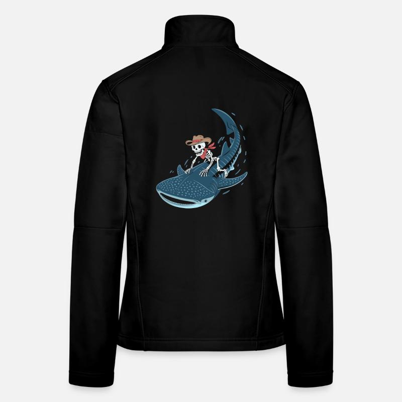 Cowboy skeleton on whale shark - Women's Softshell Jacket - black