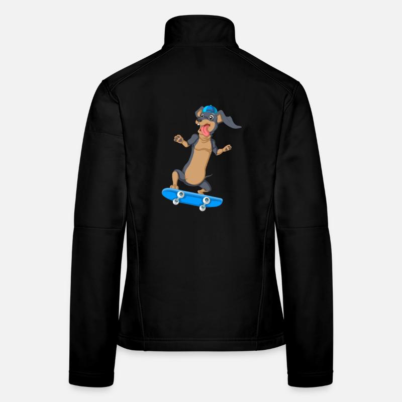 Dachshund Skateboarding Tee Women's Softshell Jacket