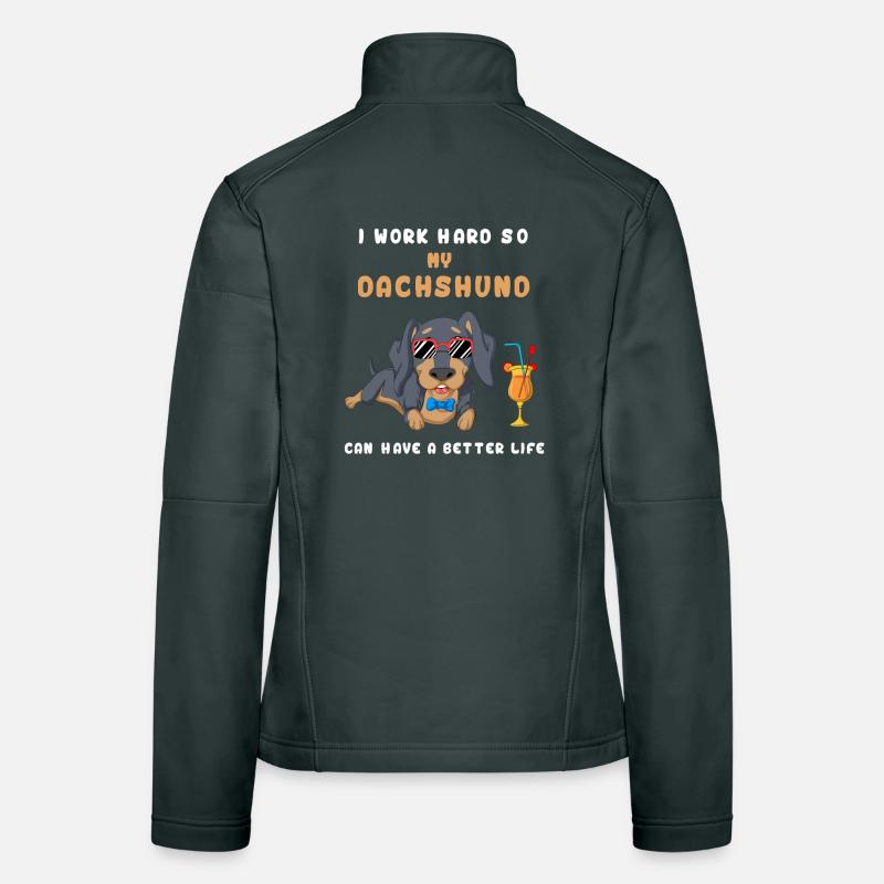 I Work Hard Dachshund Tee Women's Softshell Jacket