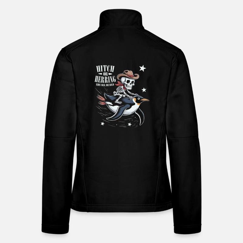 Knochen-Cowboy-Pinguin Motiv Frauen Softshelljacke