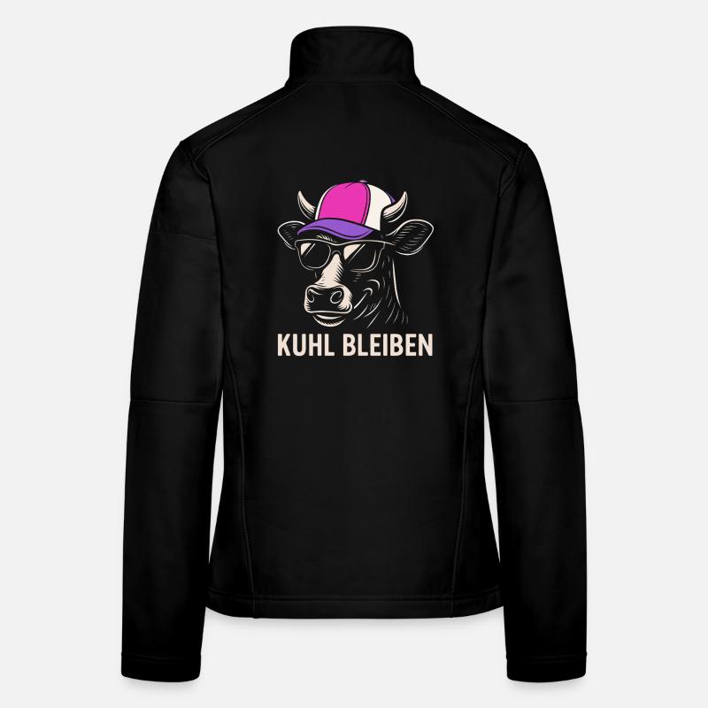 Tête de vache décontractée avec casquette et lunettes de soleil Veste en tissu softshell Femme