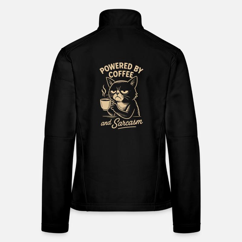 Propulsé par le café et le sarcasme Cat Design Veste en tissu softshell Femme