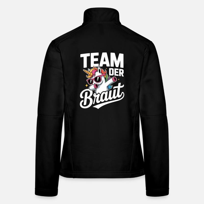 Équipe de la mariée Licorne Breloque à effet brillant Veste en tissu softshell Femme