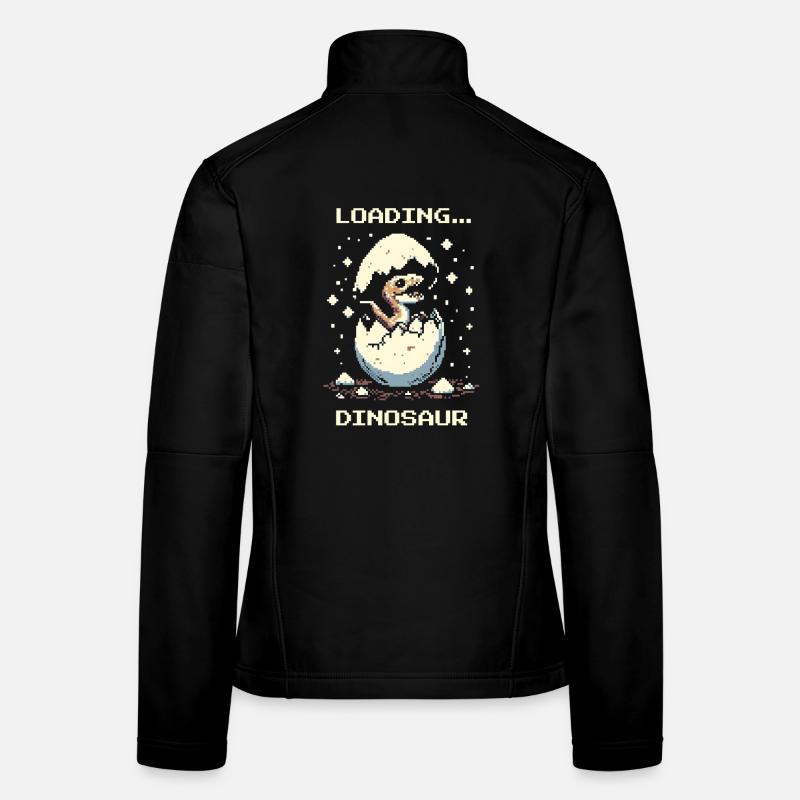 Charges... Dinosaure | Rétro Dino Pixel Art Veste en tissu softshell Femme