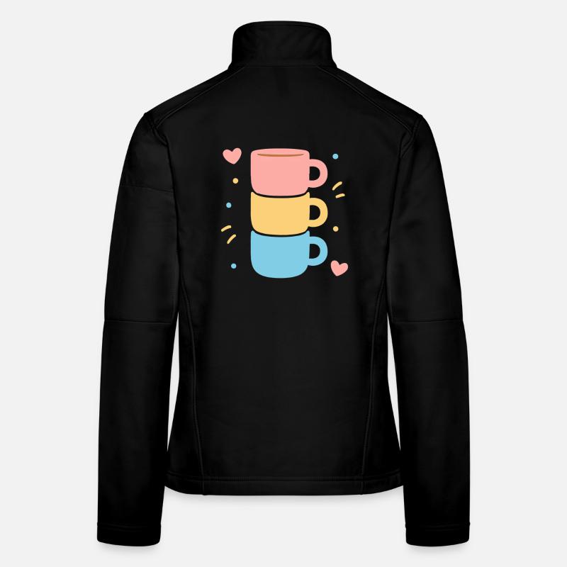 Süße Kaffeetasse Stack Pastel Hearts Love Frauen Softshelljacke