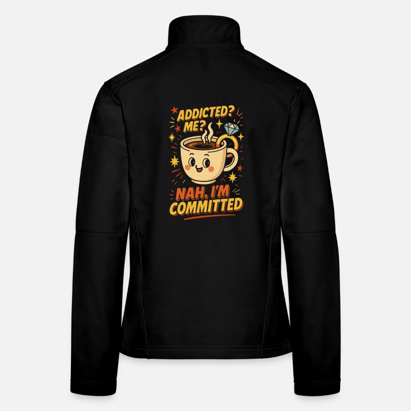 Funny Coffee Addicted Me Nah I'm Committed Women's Softshell Jacket
