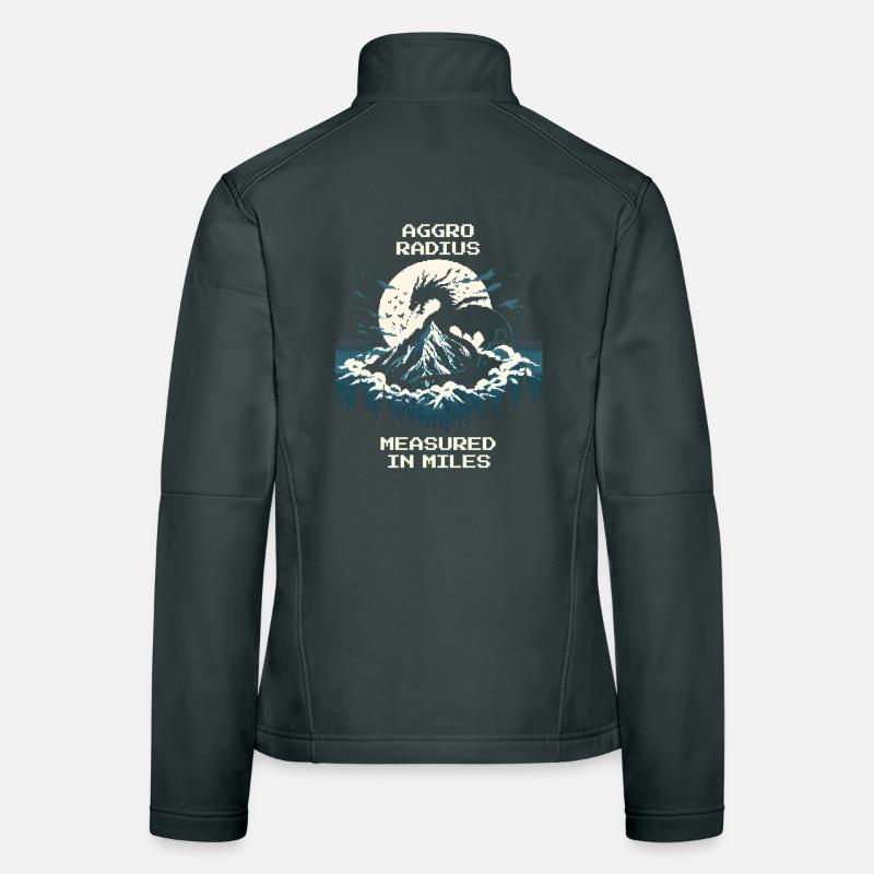 Aggro Radius | Retro Dragon Pixel Art Women's Softshell Jacket