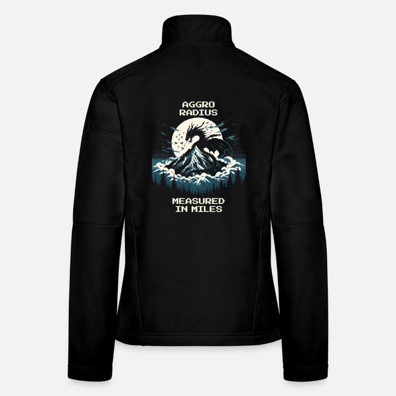 Aggro Radius | Retro Dragon Pixel Art Women's Softshell Jacket