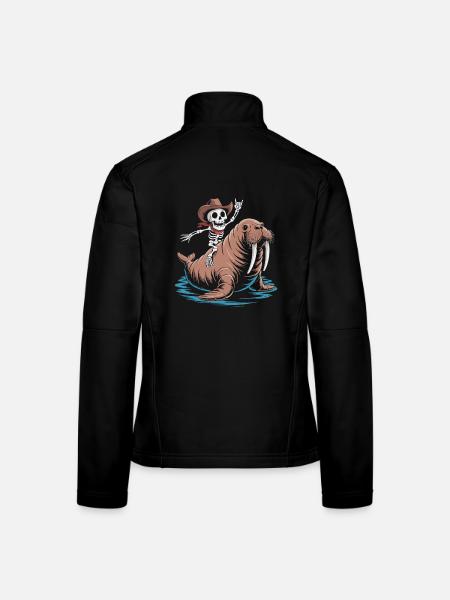Skelettcowboy auf Walross - Frauen Softshelljacke - Schwarz - Hinten