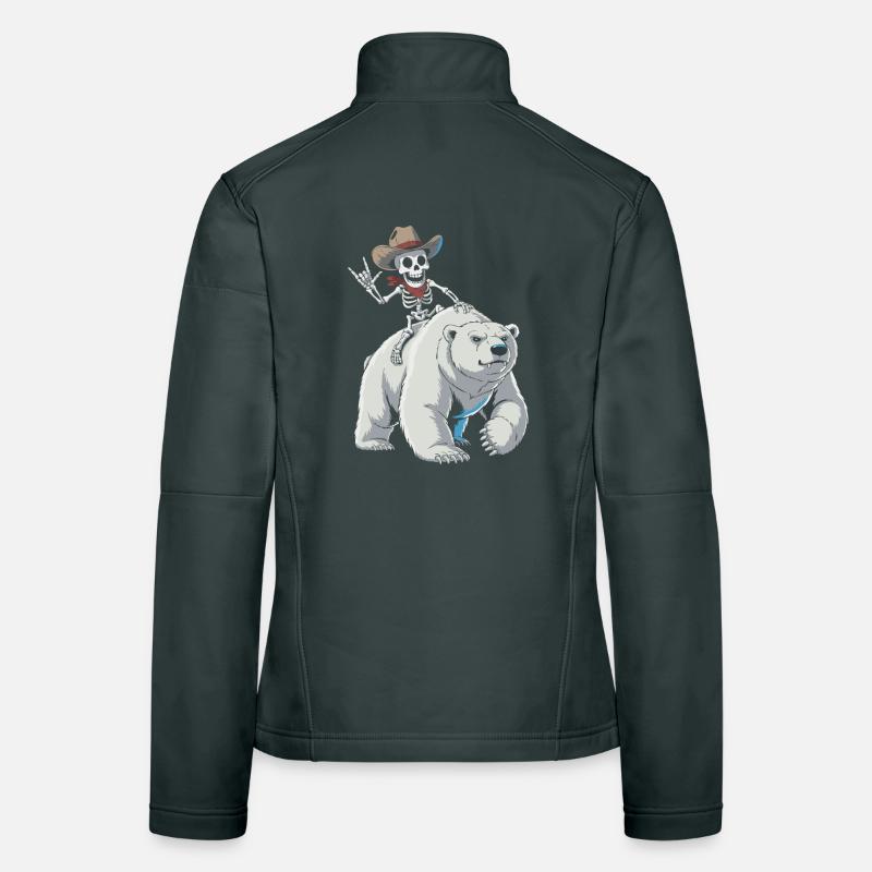 Skeleton cowboy on polar bear Women's Softshell Jacket