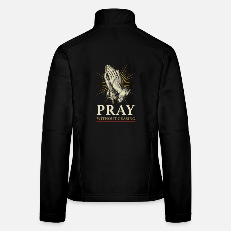 Praying without ceasing – hands with the rosary Women's Softshell Jacket